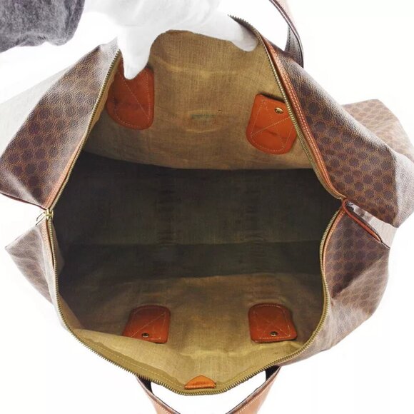 Celine Boston Bag Macadam Beige PVC x Leather Authentic USED - Picture 7 of 11